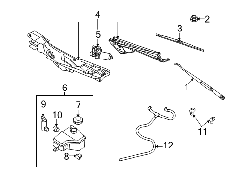 2011 Lincoln Town Car Wiper & Washer Components Wiper Linkage Diagram for 8W1Z-17566-B