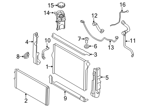 2017 BMW M3 Radiator & Components Line, Low-Temperature Coolant Radiator Diagram for 17117848791