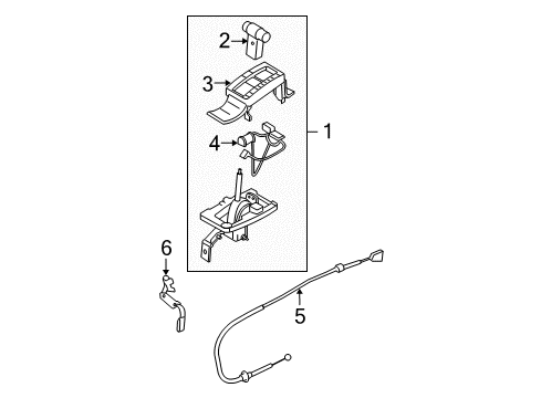 2005 Ford Mustang Shifter Housing Shift Control Cable Diagram for 8R3Z-7210-D