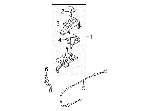 2005 Ford Mustang Shifter Housing Shift Control Cable Diagram for 4R3Z-7E395-AA