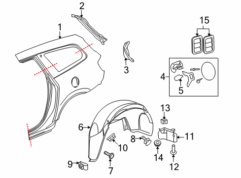 2017 Chevrolet Traverse Quarter Panel & Components Wheelhouse Liner Diagram for 22816699