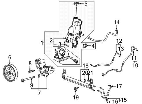 2021 GMC Sierra 2500 HD P/S Pump & Hoses, Steering Gear & Linkage Reservoir Retainer Diagram for 26059341