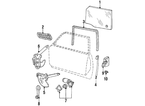 1984 Ford LTD Front Door Regulator Diagram for D8BZ5423209A