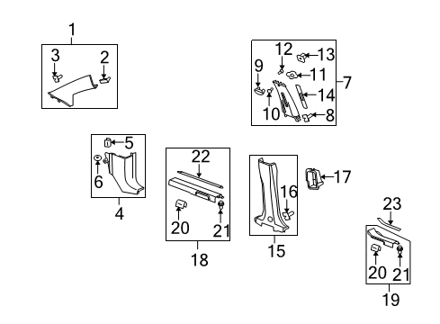 2008 Saturn Vue Interior Trim - Pillars, Rocker & Floor Molding, Windshield Garnish Diagram for 20890866