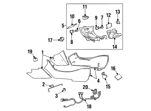 1996 Oldsmobile Aurora Traction Control Components HOLDER, Floor Console Diagram for 12538733