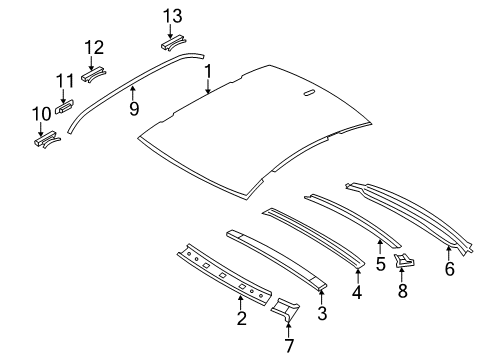 2012 BMW 740Li Roof & Trim Rear Window Frame Bottom Part Diagram for 41117204093