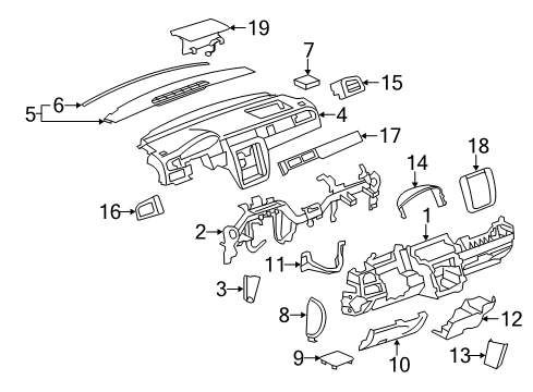 2007 GMC Sierra 2500 HD Instrument Panel Bolster Asm-Instrument Panel Driver Knee *Light Ttnum Diagram for 15856687