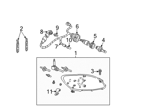 2004 Ford Taurus Headlamps Headlamp Assembly Retainer Diagram for YF1Z-13N020-AA