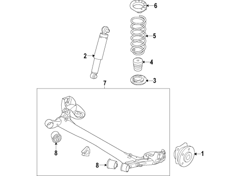 2020 Hyundai Veloster Rear Axle, Suspension Components Crossmember-Rear Diagram for 55410-J3BA0