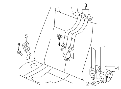 2012 Chrysler 200 Seat Belt Screw-HEXAGON FLANGE Head Diagram for 6509002AA