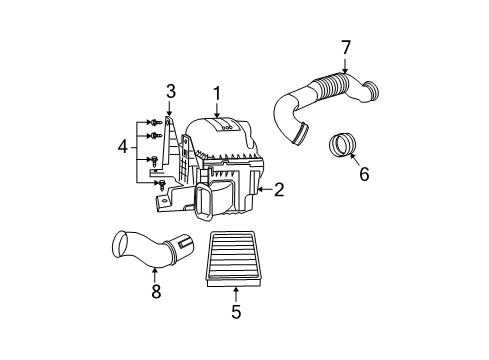 2003 Dodge Ram 3500 Air Intake Clean Air Duct Diagram for 53032163AB