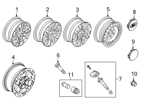 2019 Ford Ranger Wheels Wheel, Alloy Diagram for KB3Z-1007-H