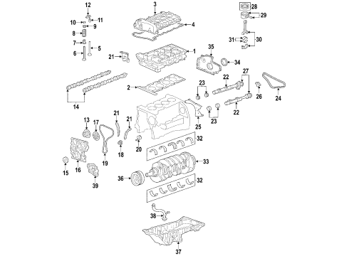 2006 GMC Canyon Engine Parts, Mounts, Cylinder Head & Valves, Camshaft & Timing, Variable Valve Timing, Oil Pan, Oil Pump, Balance Shafts, Crankshaft & Bearings, Pistons, Rings & Bearings Piston, (W/Connect Rod) Diagram for 12585784