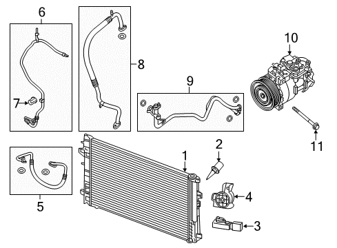 2019 Infiniti QX30 Air Conditioner Condenser & Liquid Tank Assy Diagram for 92100-5DA0A