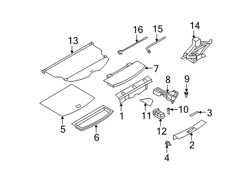 2008 Nissan Rogue Interior Trim - Rear Body GROMMET - Screw Diagram for 01281-0003U