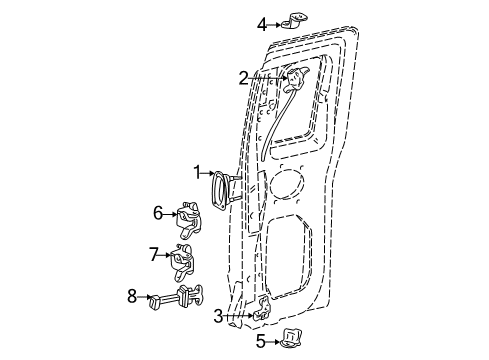 1999 Ford Ranger Rear Door - Lock & Hardware Striker Diagram for F87Z-13265A05-AA