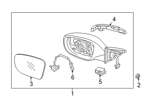 2014 Hyundai Equus Lane Departure Warning Mirror Assembly-Outside Rear View, LH Diagram for 87610-3N650
