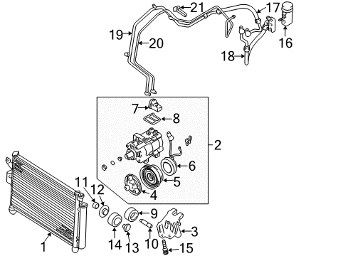 2002 Hyundai Accent A/C Condenser, Compressor & Lines Blower Assembly-Conderser Diagram for 97730-25100