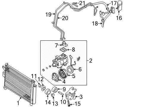 2002 Hyundai Accent A/C Condenser, Compressor & Lines Pipe-Discharge Diagram for 97765-25001