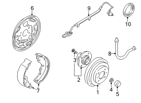 2000 Nissan Sentra Anti-Lock Brakes Plate Assy-Back, Rear Brake Rh Diagram for 44020-4Z000