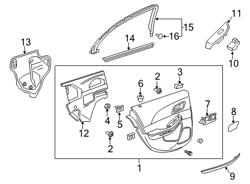 2016 Chevrolet Malibu Limited Rear Door Belt Weatherstrip Diagram for 23117256