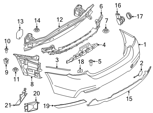 2020 BMW 430i Gran Coupe Lane Departure Warning Rear Reflector, Rear Left Diagram for 63147847233