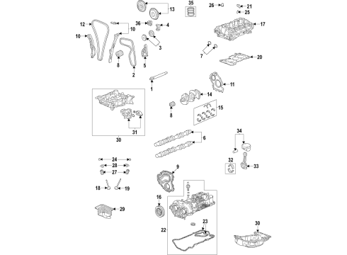 2021 Buick Encore GX Engine Parts, Mounts, Cylinder Head & Valves, Camshaft & Timing, Variable Valve Timing, Oil Cooler, Oil Pan, Oil Pump, Balance Shafts, Crankshaft & Bearings, Pistons, Rings & Bearings Timing Chain Diagram for 12704385