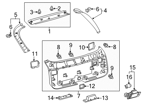 2019 Lexus RX450h Interior Trim - Lift Gate Trim, Back Window Panel Diagram for 64783-0E110-C0