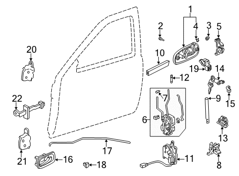 1998 Honda Civic Front Door Handle Assembly, Left Front Inside (Excel Charcoal) Diagram for 72161-S01-A01ZA