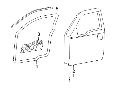 2006 Lincoln Mark LT Front Door Door Shell Diagram for 8L3Z-1520124-A