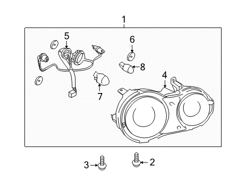 2009 Nissan GT-R Bulbs Packing-Lamp Diagram for 26553-85L00