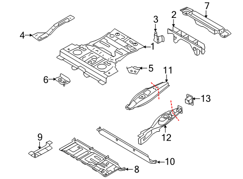 2011 BMW X6 Rear Body - Floor & Rails Trunk Floor Diagram for 41127200530