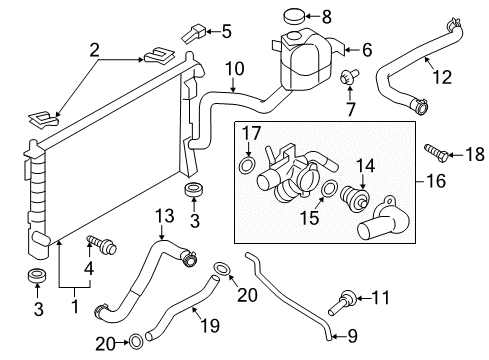 2014 Ford Edge Radiator & Components Radiator Diagram for DT4Z-8005-A