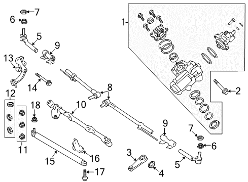 2020 Ford F-350 Super Duty Steering Column & Wheel, Steering Gear & Linkage Gear Assembly Diagram for HC3Z-3504-H