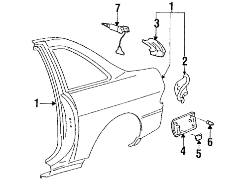 1992 Lexus SC300 Fuel Door Spring, Fuel Filler Opening Lid Hinge Diagram for 77366-12030