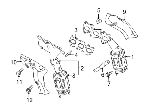 2011 Hyundai Genesis Coupe Exhaust Manifold Exhaust Manifold Catalytic Assembly, Right Diagram for 28510-3C820