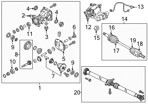 2012 Kia Sportage Axle & Differential - Rear Boot Kit-Rear Axle Differential Diagram for 495952Y600