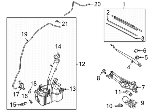 2022 Hyundai Santa Cruz Wiper & Washer Components RESERVOIR ASSY-W/SHLD WASHER Diagram for 98611-K5100