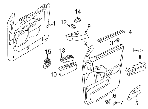 2014 Ford Expedition Front Door Switch Bezel Diagram for 7L1Z-14525-AA