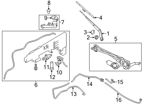 2013 Infiniti QX56 Wiper & Washer Components Window Wiper Arm Assembly No 1 Diagram for 28881-1LA0A