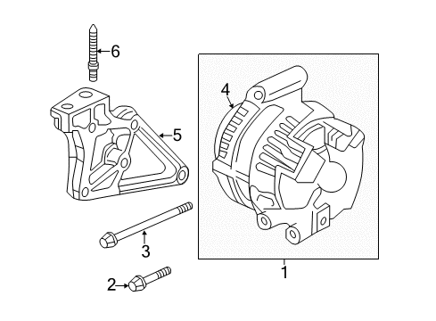 2013 Honda Civic Alternator Air Conditioner Generator Assembly Diagram for 31100-RX0-A01