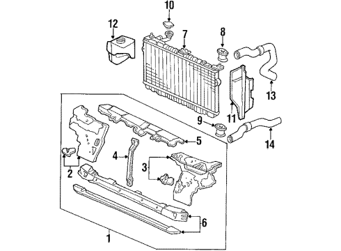 1987 Acura Legend Radiator & Components, Radiator Support Cap, Radiator (Denso) Diagram for 19045-PH7-003
