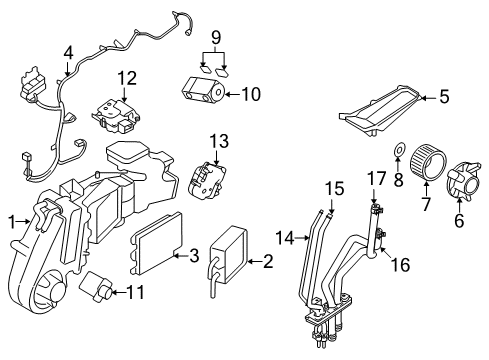 2009 Ford Taurus X Auxiliary Heater & A/C Fan O-Ring Diagram for 1W1Z-19E889-CC