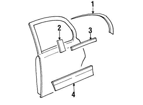 2002 Lincoln Town Car Exterior Trim - Rear Door Body Side Molding Diagram for 6W1Z-5425557-APTM