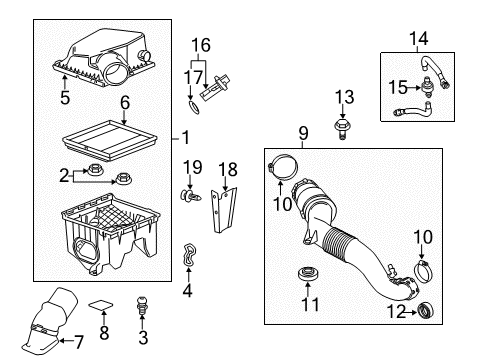 2011 Cadillac SRX Air Intake Outlet Duct Seal Diagram for 20960896