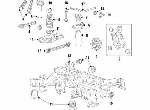 2019 Chevrolet Camaro Rear Suspension, Lower Control Arm, Upper Control Arm, Stabilizer Bar, Suspension Components Coil Spring Diagram for 23341859