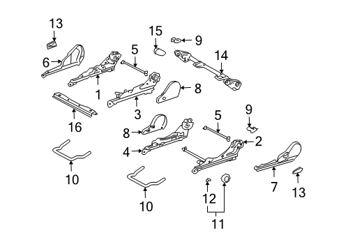 2002 Toyota MR2 Spyder Tracks & Components Cross Bar Diagram for 72345-47010