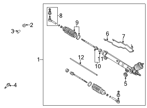 1997 Buick Regal P/S Pump & Hoses, Steering Gear & Linkage Gear Kit, Steering(Rack & Pinion)(Prtl)(Remanufacture) Diagram for 26031078