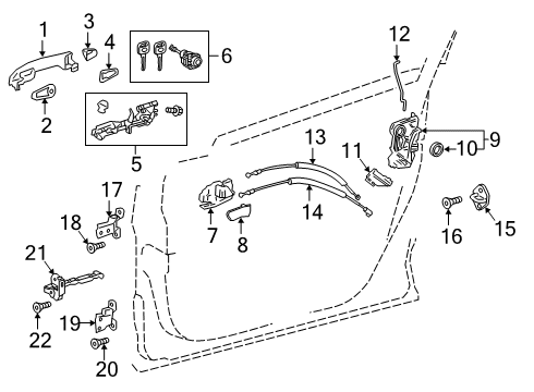 2019 Toyota C-HR Front Door Cylinder & Keys Diagram for 69005-10440