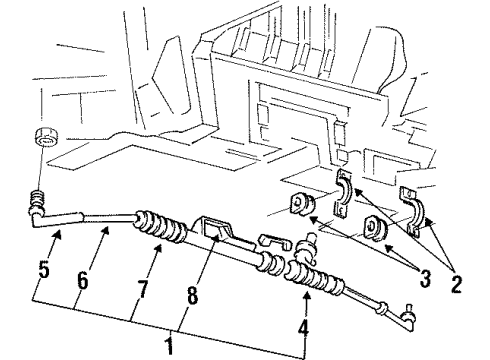 2001 Mercury Villager P/S Pump & Hoses, Steering Gear & Linkage Gear Assembly Insulator Diagram for F3XY-3F640-B